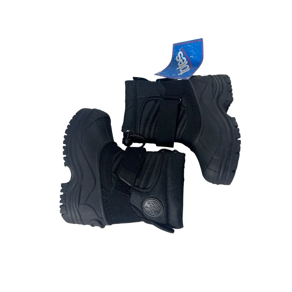 Totes Taelor Black Winter Snow Boots Toddler Size 6 Hook‎ Loop Bungee Toggle NEW